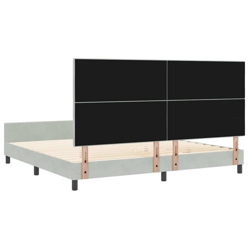 Łóżko sprężynowe Z zagłówkiem Jasnoszary 200 x 200 cm Aksamit