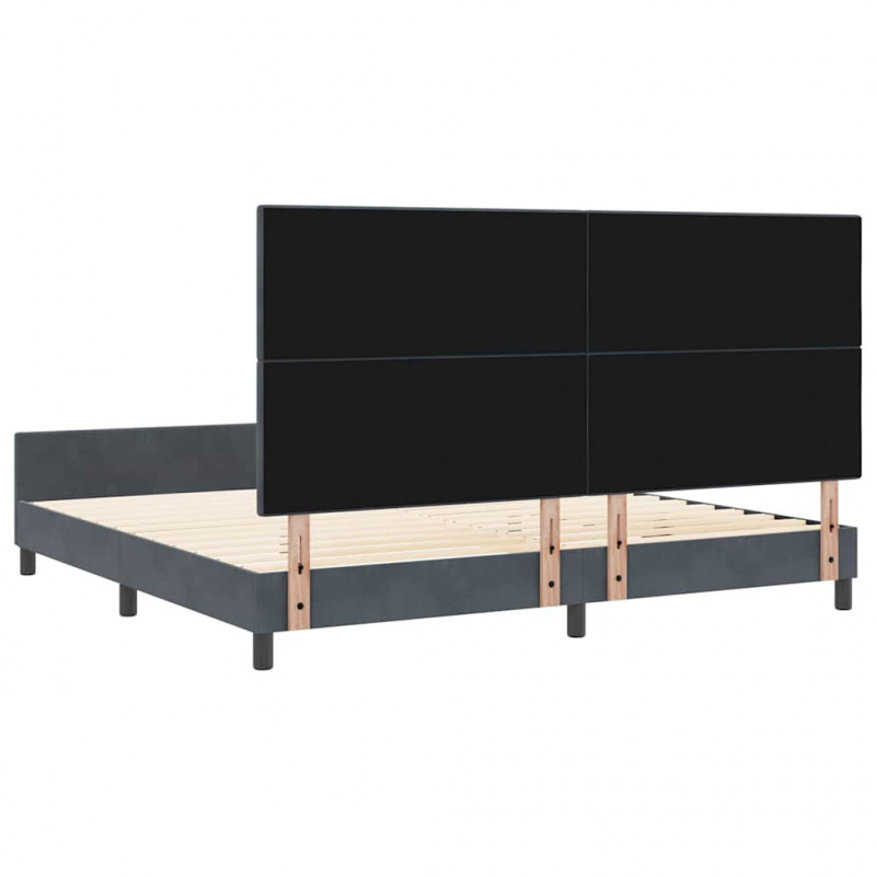 Łóżko sprężynowe Z zagłówkiem ciemno szary 200 x 200 cm Aksamit