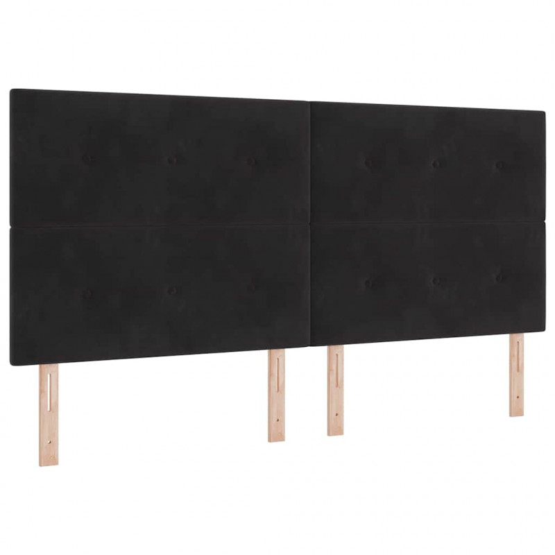 Łóżko sprężynowe Z zagłówkiem Czarny 200 x 200 cm Aksamit
