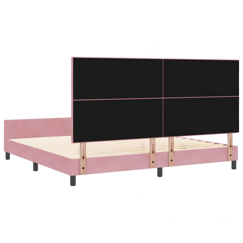 Łóżko sprężynowe Z zagłówkiem Różowy 200 x 200 cm Aksamit