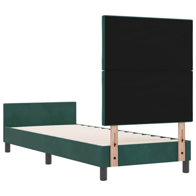 Łóżko sprężynowe Z zagłówkiem Ciemna zieleń 80 x 200 cm Aksamit