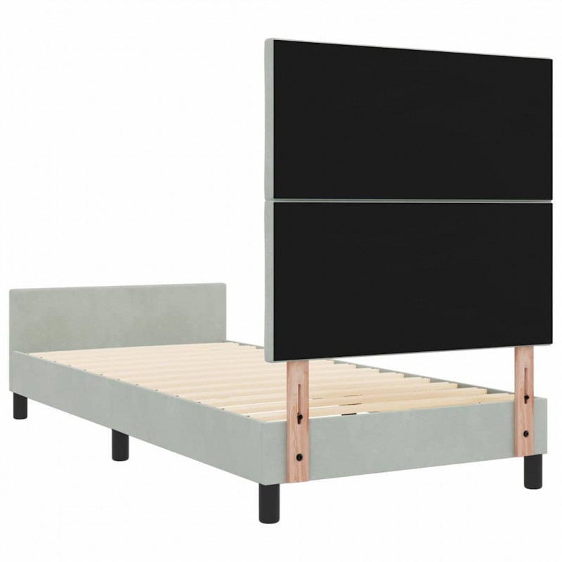 Łóżko sprężynowe Z zagłówkiem Jasnoszary 90 x 200 cm Aksamit