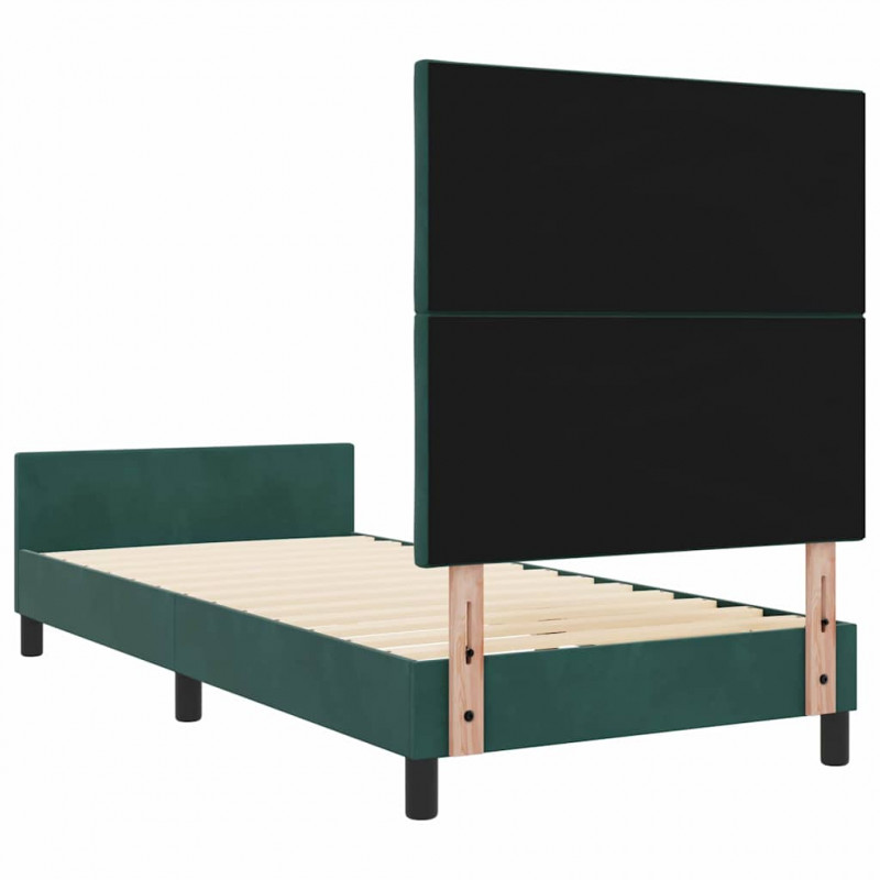 Łóżko sprężynowe Z zagłówkiem Ciemna zieleń 90 x 200 cm Aksamit