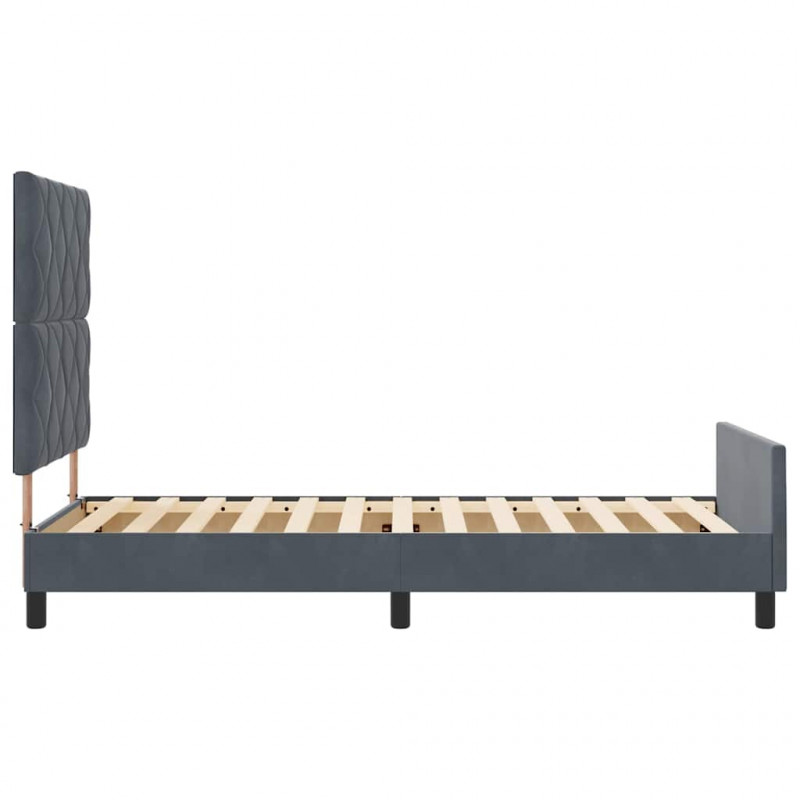 Łóżko sprężynowe Z zagłówkiem ciemno szary 100 x 200 cm Aksamit
