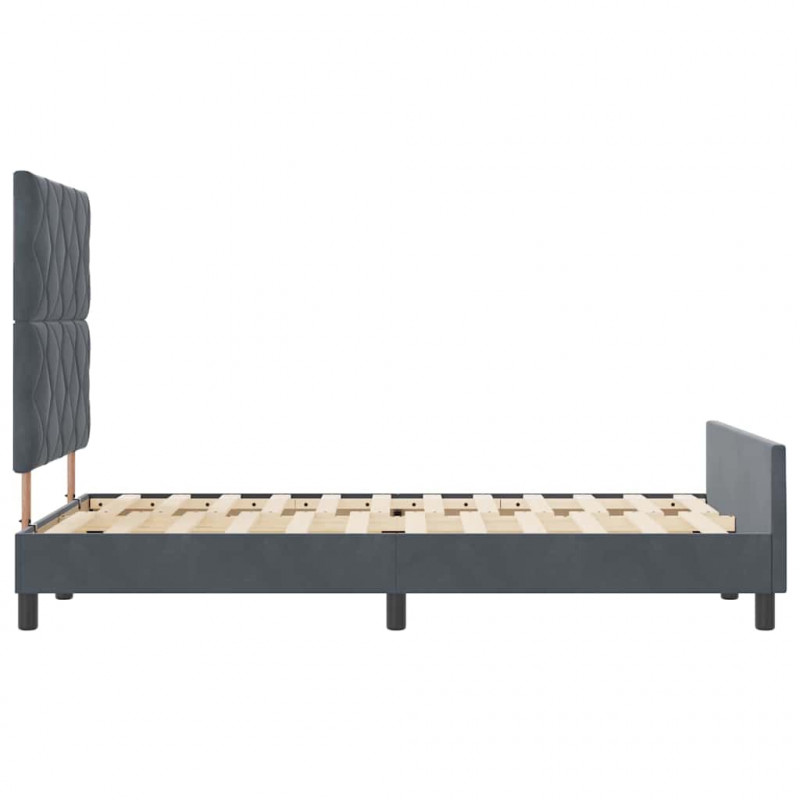 Łóżko sprężynowe Z zagłówkiem ciemno szary 120 x 200 cm Aksamit