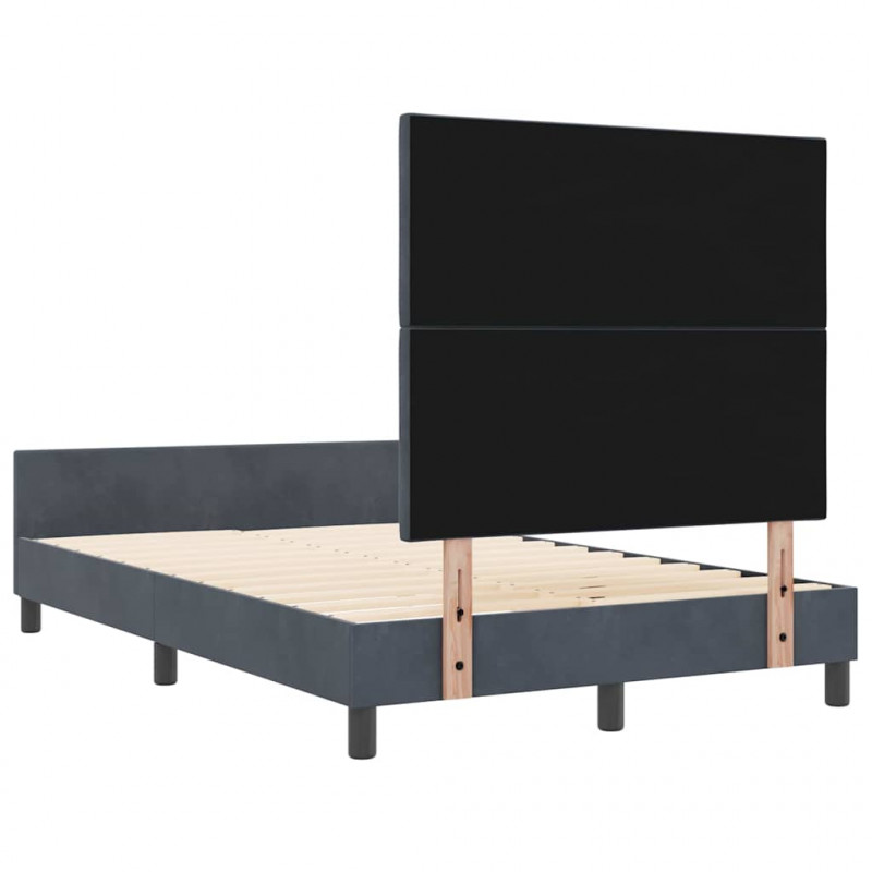 Łóżko sprężynowe Z zagłówkiem ciemno szary 120 x 200 cm Aksamit