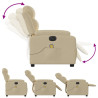 Rozkładany fotel masujący, elektryczny, kremowy, tkanina