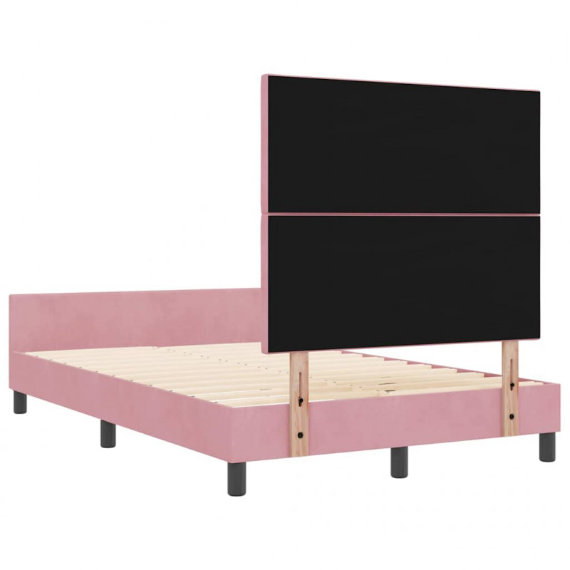 Łóżko sprężynowe Z zagłówkiem Różowy 120 x 200 cm Aksamit