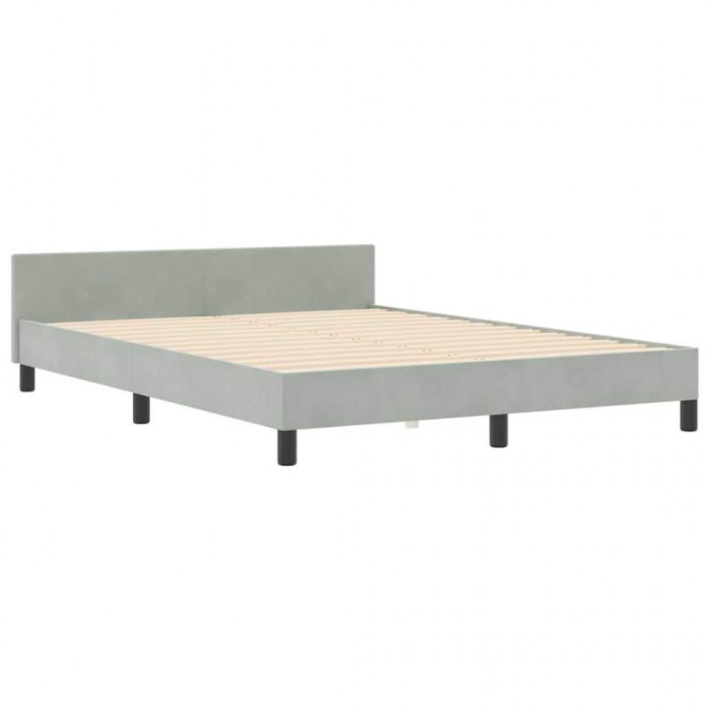 Łóżko sprężynowe Z zagłówkiem Jasnoszary 140 x 200 cm Aksamit