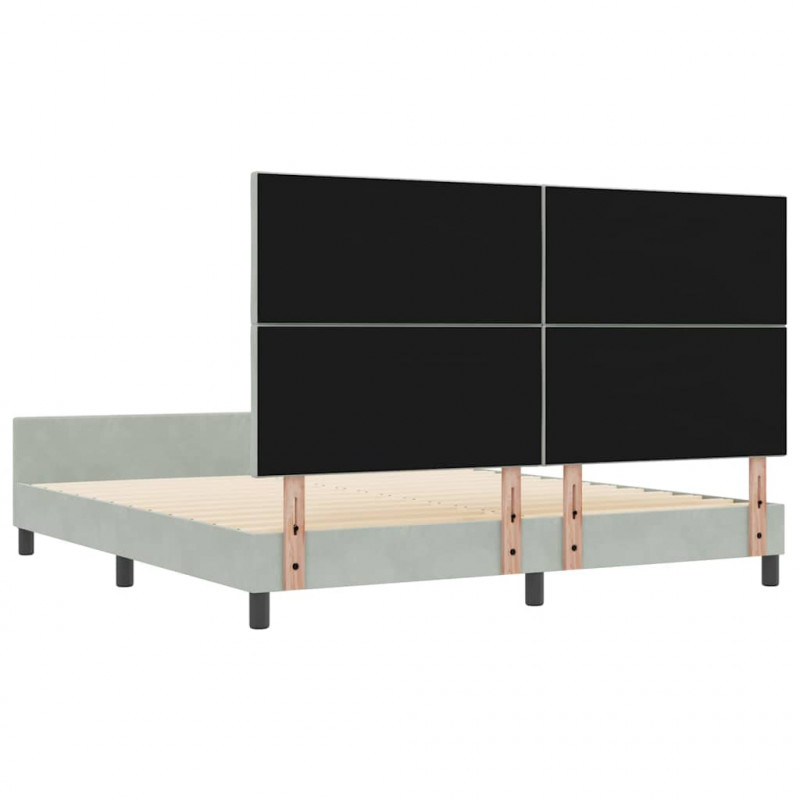 Łóżko sprężynowe Z zagłówkiem Jasnoszary 180 x 200 cm Aksamit