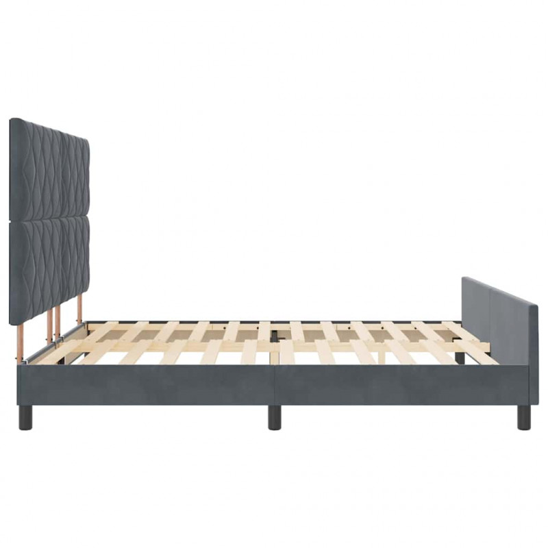Łóżko sprężynowe Z zagłówkiem ciemno szary 180 x 200 cm Aksamit