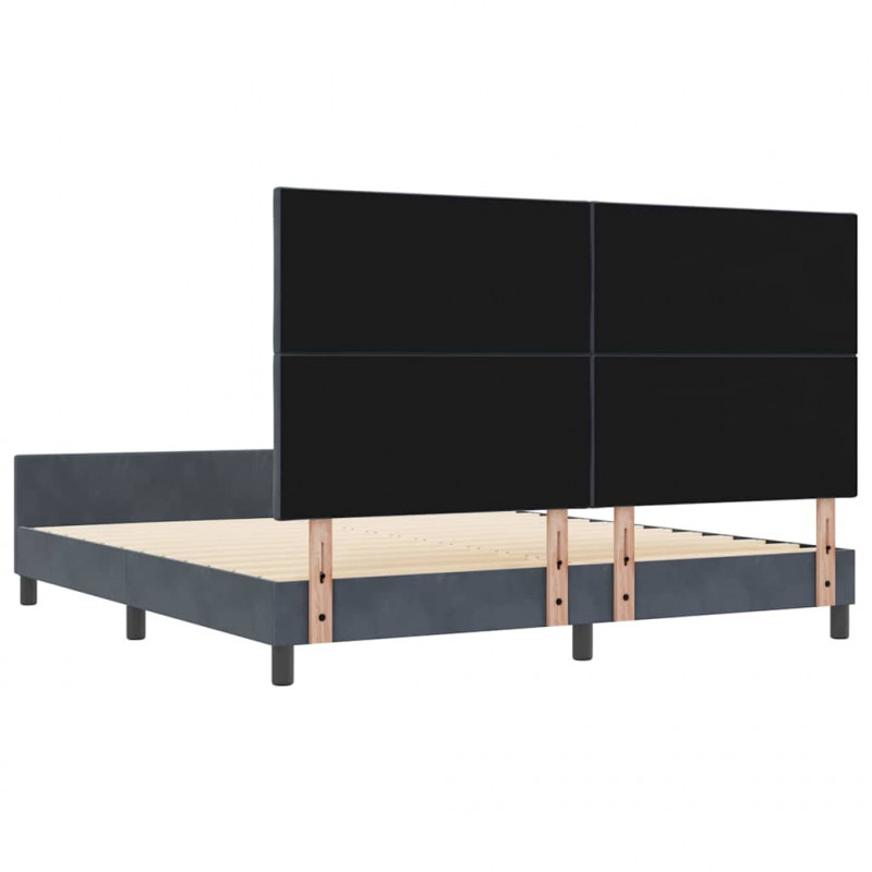 Łóżko sprężynowe Z zagłówkiem ciemno szary 180 x 200 cm Aksamit