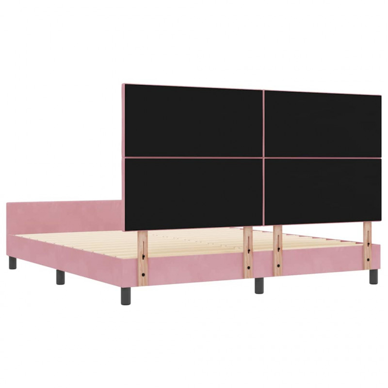 Łóżko sprężynowe Z zagłówkiem Różowy 180 x 200 cm Aksamit