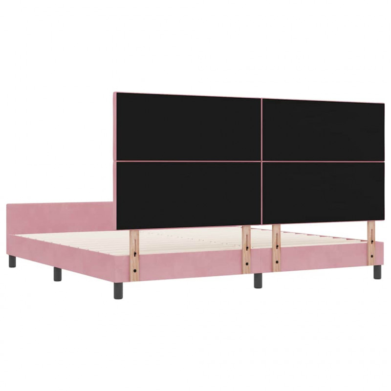 Łóżko sprężynowe Z zagłówkiem Różowy 200 x 200 cm Aksamit