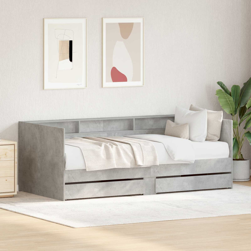 Łóżko dzienne Szary 90 x 200 cm Materiał drewnopochodny