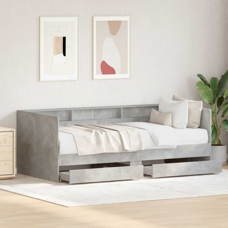 Łóżko dzienne Szary 90 x 200 cm Materiał drewnopochodny