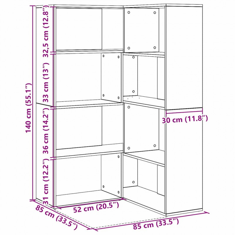 Garderoba 2 pcs Czarny Dąb 85 x 85 x 140 cm