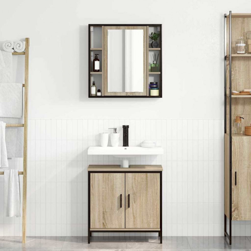 Zestaw mebli łazienkowych 2 pcs Brązowy Materiał drewnopochodny
