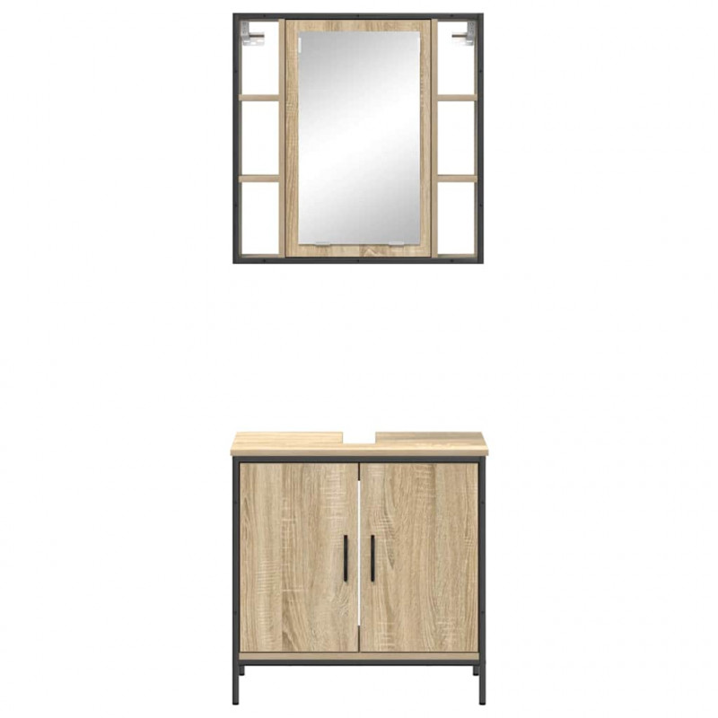 Zestaw mebli łazienkowych 2 pcs Brązowy Materiał drewnopochodny