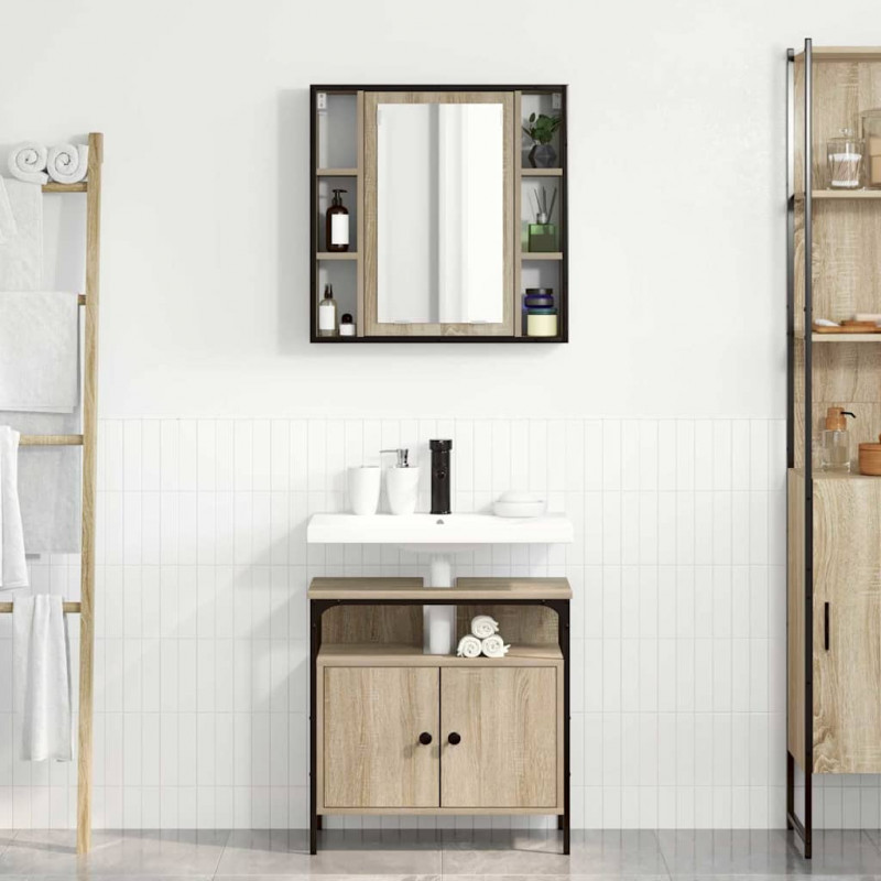 Zestaw mebli łazienkowych 2 pcs Brązowy Materiał drewnopochodny