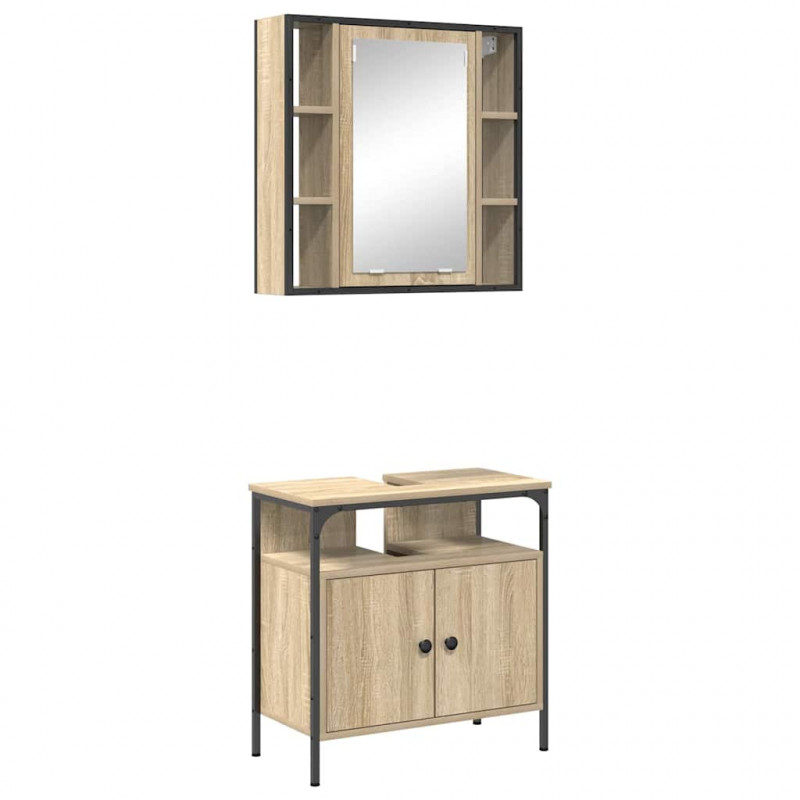 Zestaw mebli łazienkowych 2 pcs Brązowy Materiał drewnopochodny