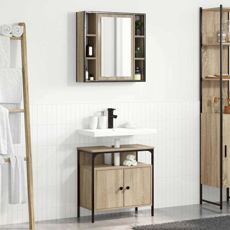 Zestaw mebli łazienkowych 2 pcs Brązowy Materiał drewnopochodny