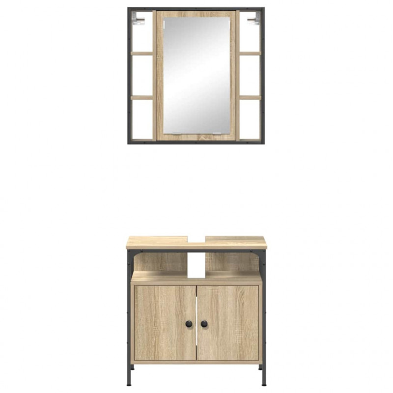 Zestaw mebli łazienkowych 2 pcs Brązowy Materiał drewnopochodny