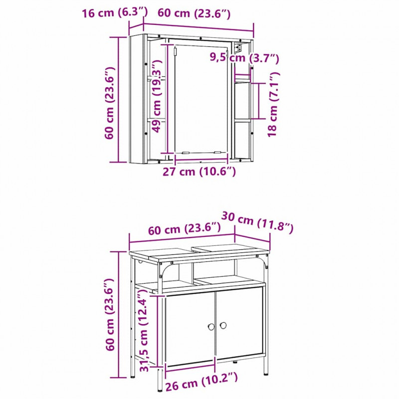 Zestaw mebli łazienkowych 2 pcs Brązowy Materiał drewnopochodny