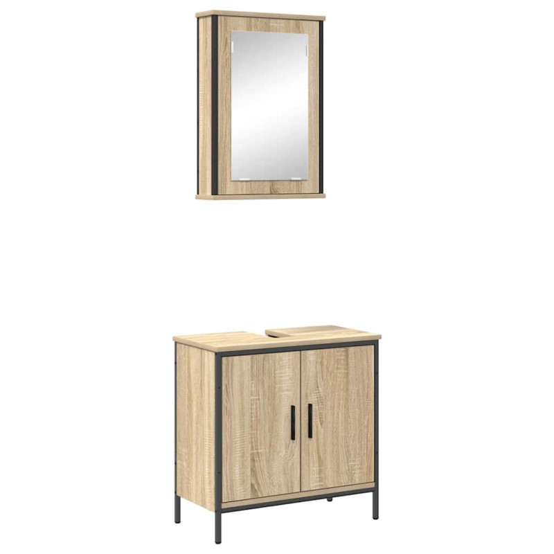 Zestaw mebli łazienkowych 2 pcs Brązowy Materiał drewnopochodny
