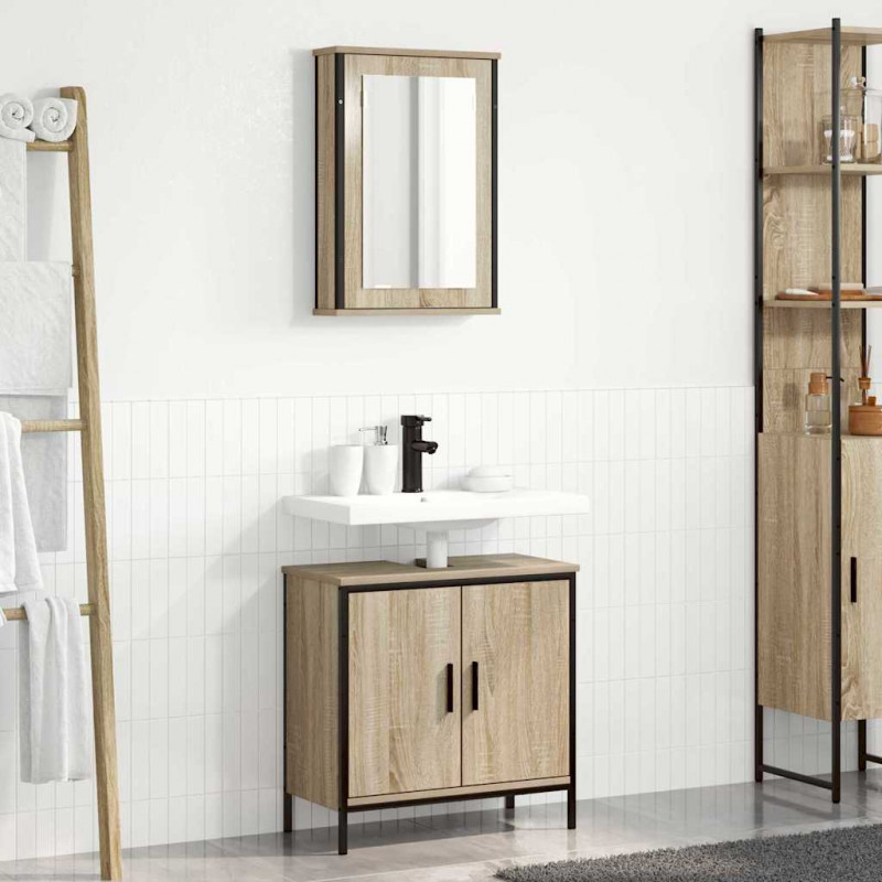 Zestaw mebli łazienkowych 2 pcs Brązowy Materiał drewnopochodny