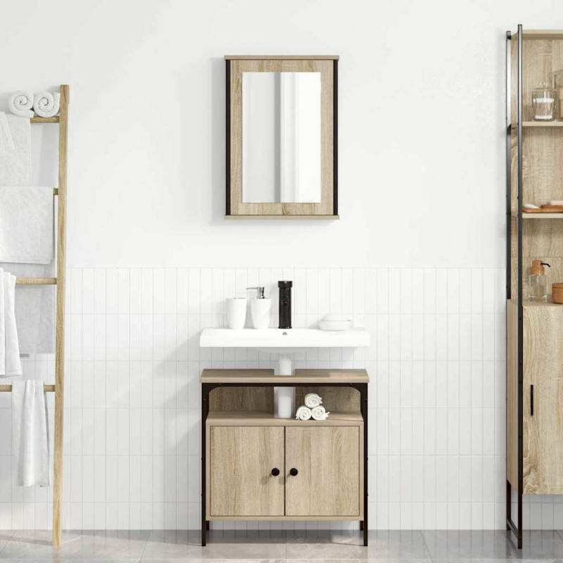 Zestaw mebli łazienkowych 2 pcs Brązowy Materiał drewnopochodny