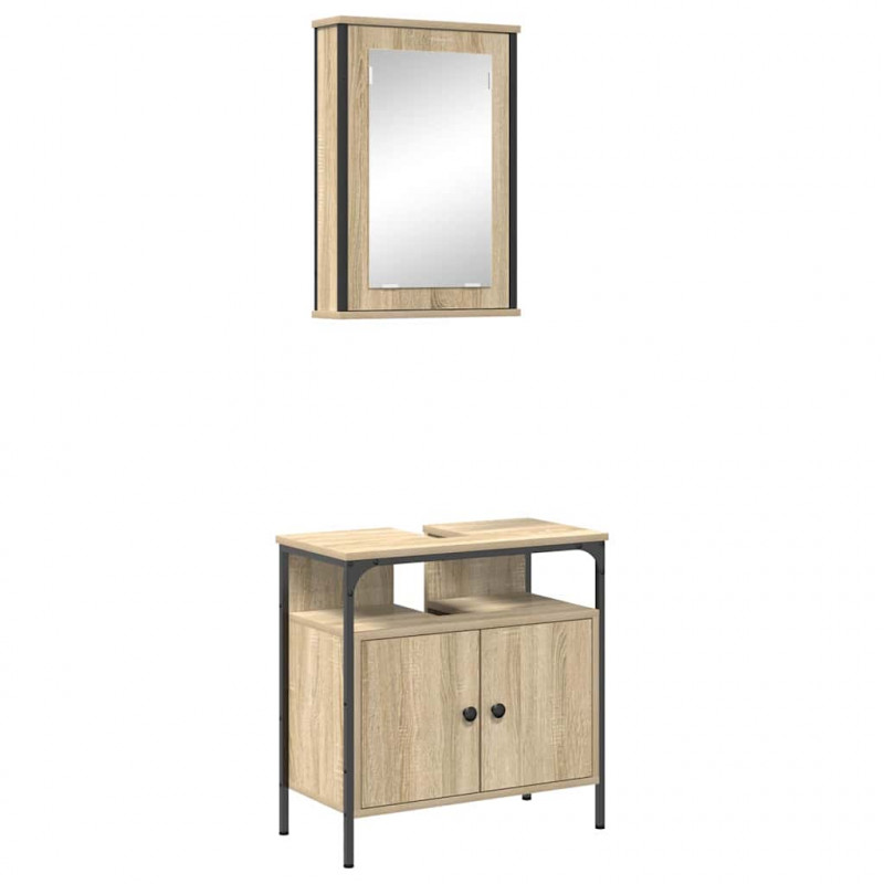 Zestaw mebli łazienkowych 2 pcs Brązowy Materiał drewnopochodny