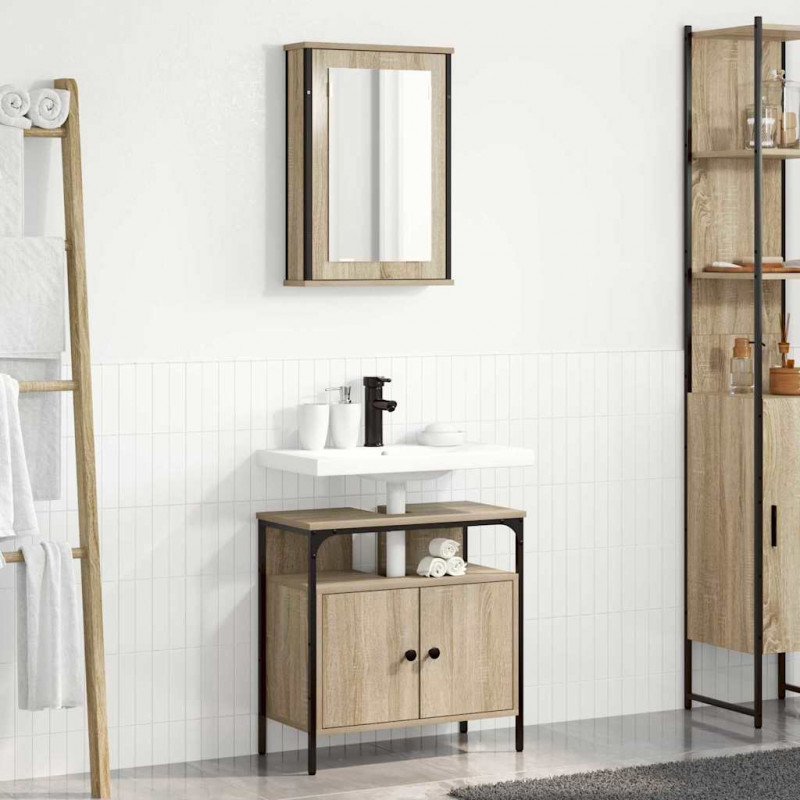 Zestaw mebli łazienkowych 2 pcs Brązowy Materiał drewnopochodny