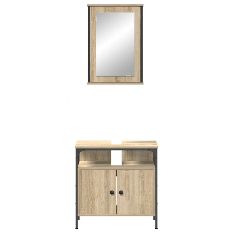 Zestaw mebli łazienkowych 2 pcs Brązowy Materiał drewnopochodny