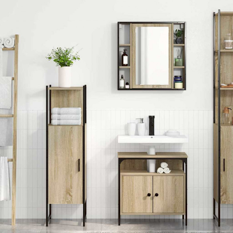 Zestaw mebli łazienkowych 3 pcs Brązowy Materiał drewnopochodny