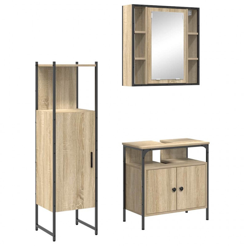 Zestaw mebli łazienkowych 3 pcs Brązowy Materiał drewnopochodny