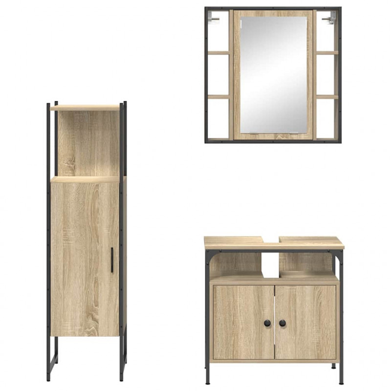 Zestaw mebli łazienkowych 3 pcs Brązowy Materiał drewnopochodny