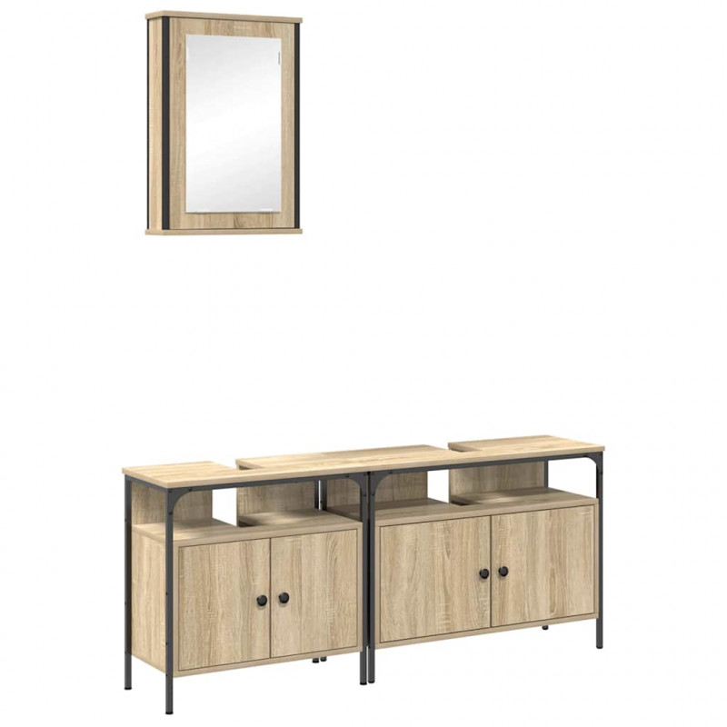 Zestaw mebli łazienkowych 3 pcs Brązowy Materiał drewnopochodny