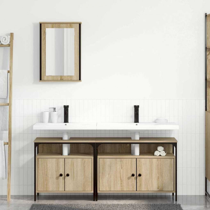 Zestaw mebli łazienkowych 3 pcs Brązowy Materiał drewnopochodny