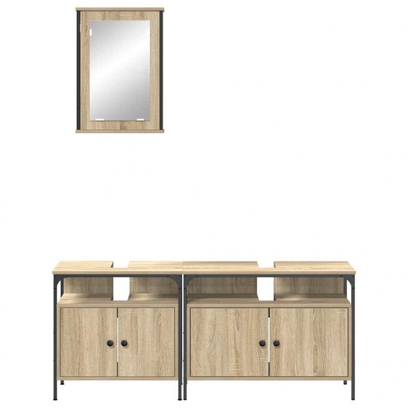 Zestaw mebli łazienkowych 3 pcs Brązowy Materiał drewnopochodny