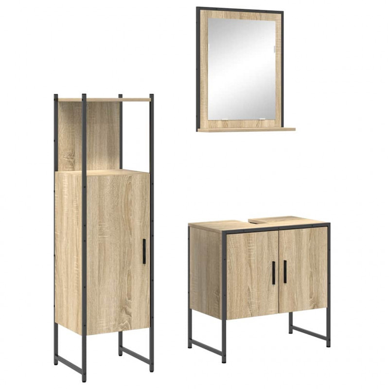 Zestaw mebli łazienkowych 3 pcs Brązowy Materiał drewnopochodny