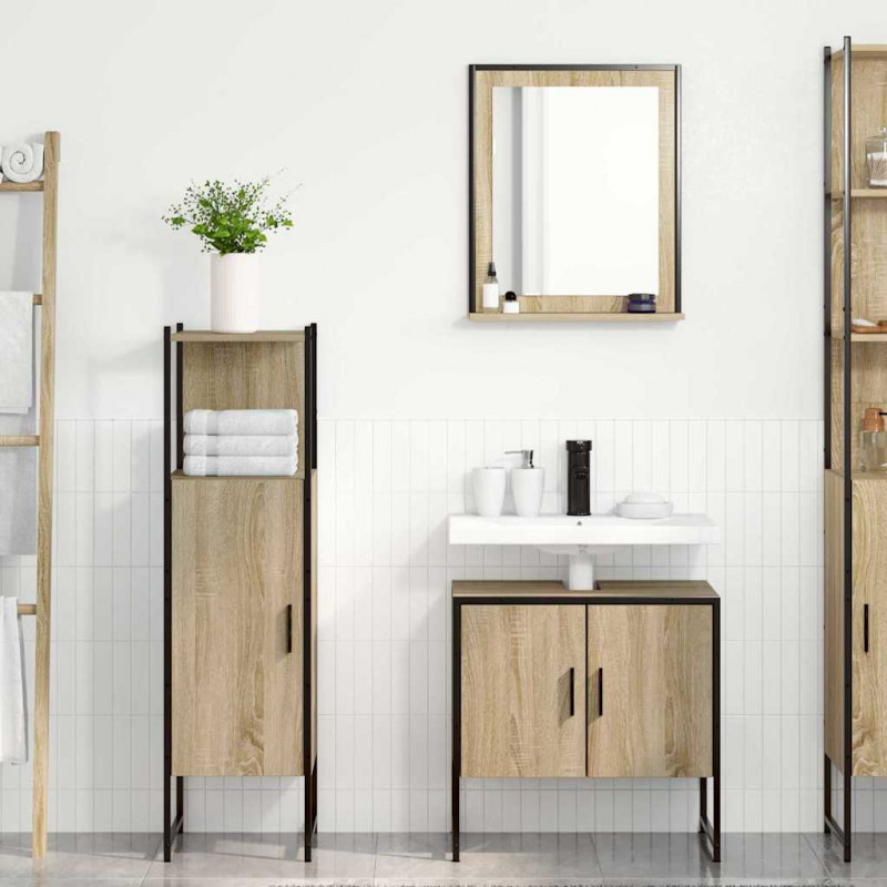 Zestaw mebli łazienkowych 3 pcs Brązowy Materiał drewnopochodny