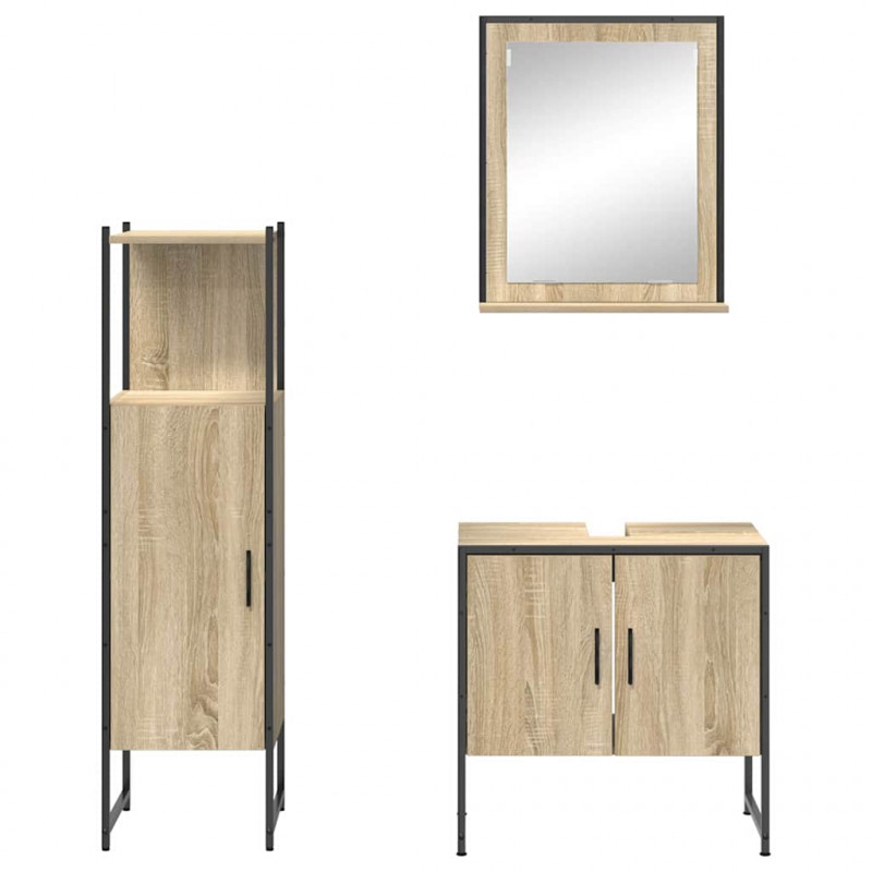 Zestaw mebli łazienkowych 3 pcs Brązowy Materiał drewnopochodny