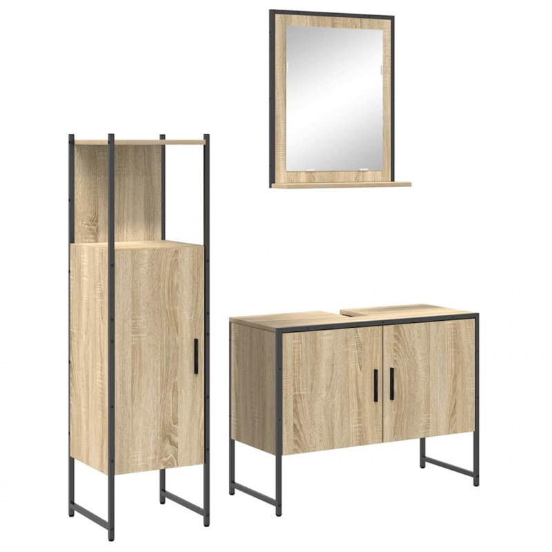Zestaw mebli łazienkowych 3 pcs Brązowy Materiał drewnopochodny