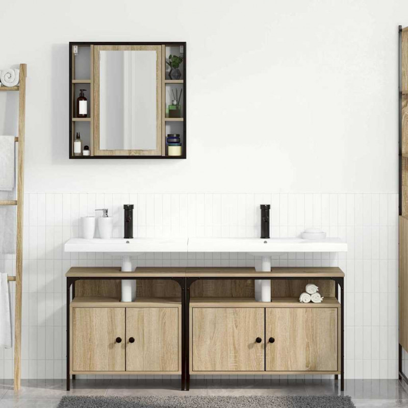 Zestaw mebli łazienkowych 3 pcs Brązowy Materiał drewnopochodny