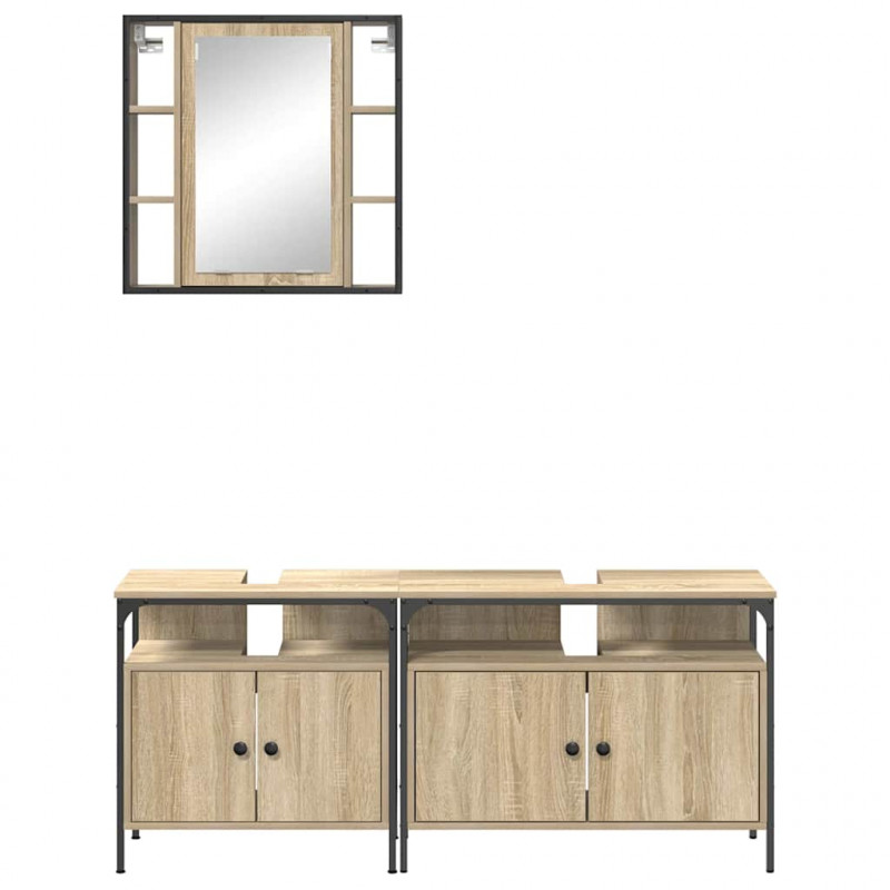 Zestaw mebli łazienkowych 3 pcs Brązowy Materiał drewnopochodny