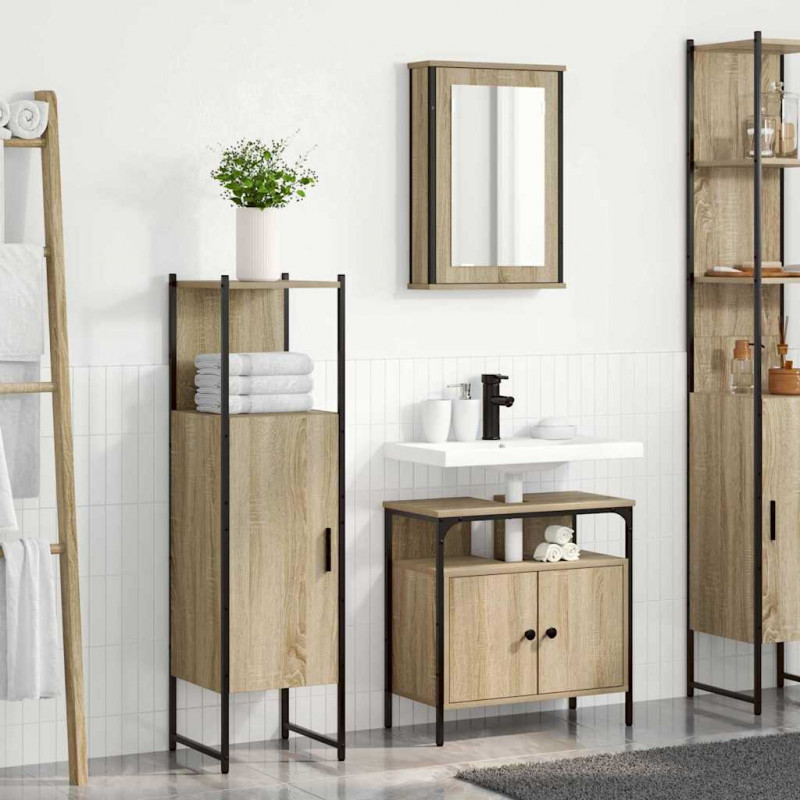 Zestaw mebli łazienkowych 3 pcs Brązowy Materiał drewnopochodny