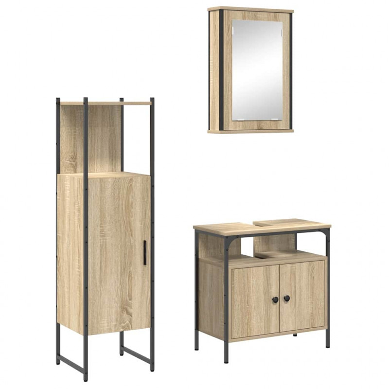 Zestaw mebli łazienkowych 3 pcs Brązowy Materiał drewnopochodny