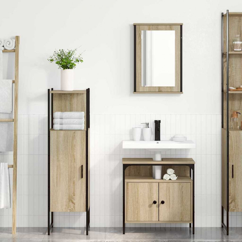 Zestaw mebli łazienkowych 3 pcs Brązowy Materiał drewnopochodny