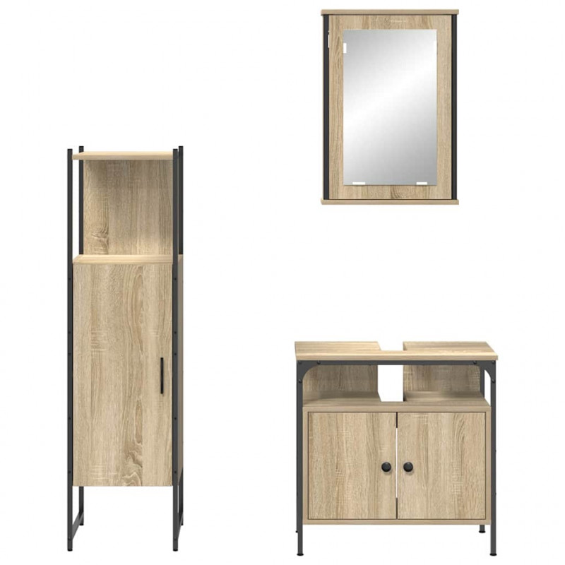 Zestaw mebli łazienkowych 3 pcs Brązowy Materiał drewnopochodny